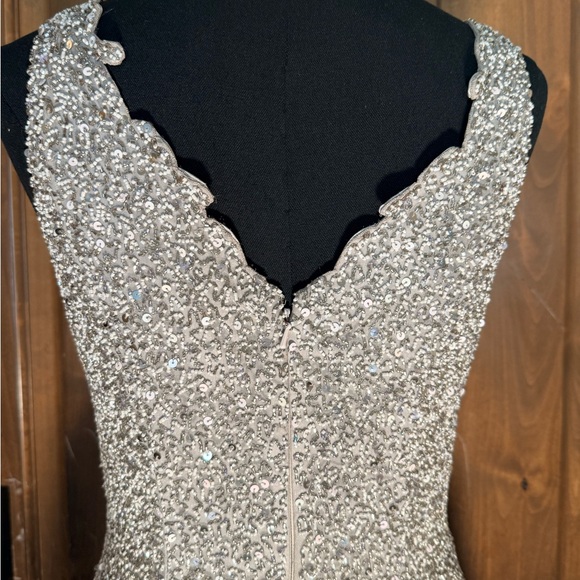 Vintage Scala Silver Hand Beaded 100% Silk Formal Dress Gown - Picture 12 of 16
